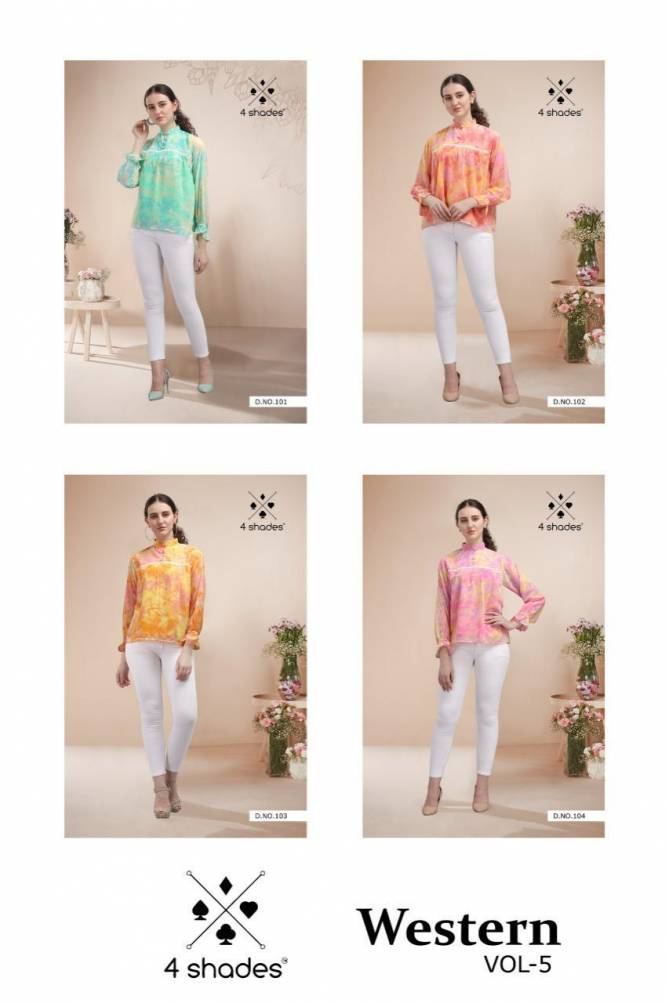 4 Shades Western Top 5 Latest fancy Designer Party Wear Georgette   Ladies Top Collection
